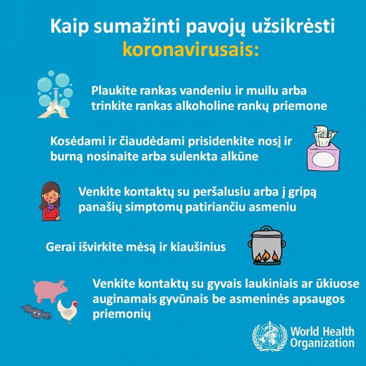 KAIP SUMAŽINTI PAVOJŲ UŽSIKRĖSTI KORONAVIRUSAIS